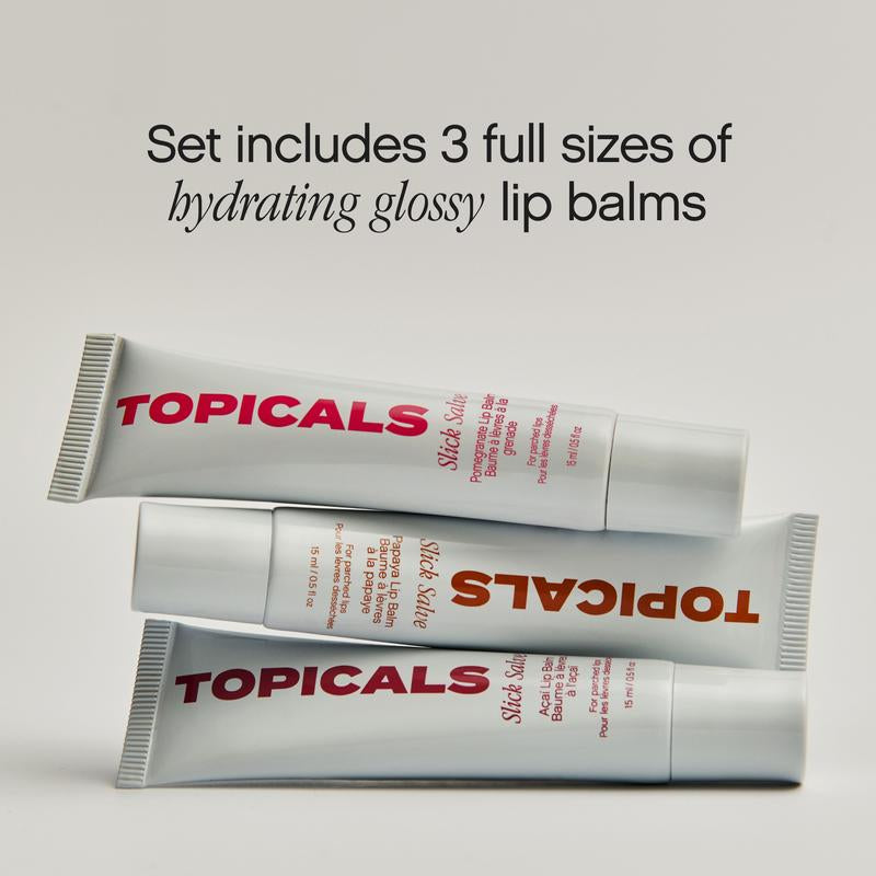 Slick Lip Trio - Hydrating Lip Balm Set with Pomegranate, Acai, and Papaya Shades for Glossy, Moisturized Lips Berry Moisture