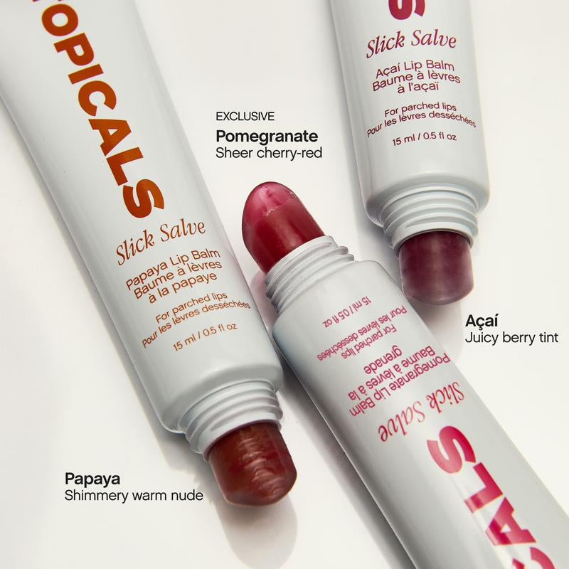 Slick Lip Trio - Hydrating Lip Balm Set with Pomegranate, Acai, and Papaya Shades for Glossy, Moisturized Lips Berry Moisture
